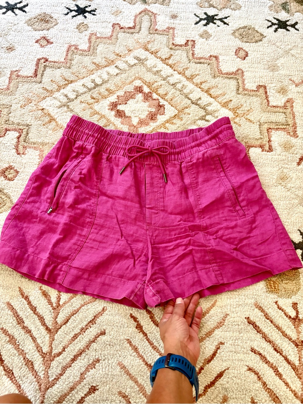 Athleta pink linen shorts small